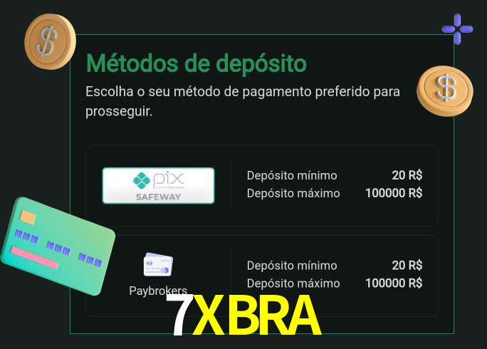 O cassino 7XBRA oferece uma grande variedade de métodos de pagamento